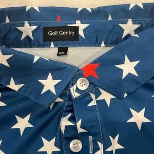 Blue Star Print Polo Shirt
